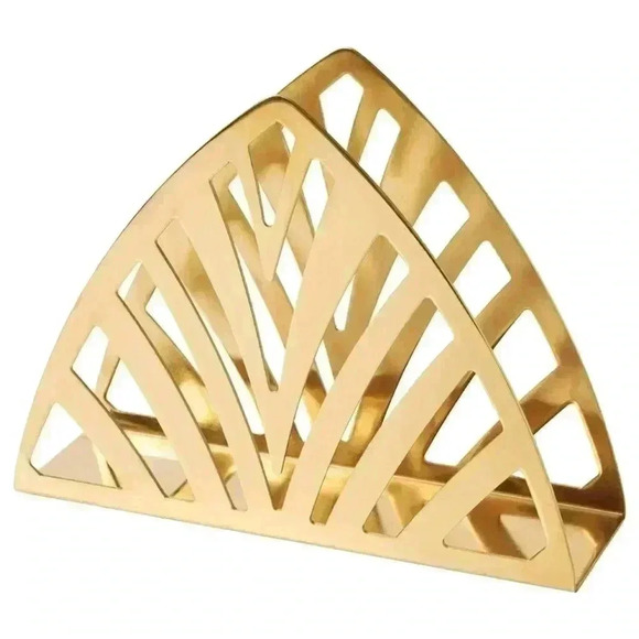 IKEA TILLSTÄLLNING Napkin holder, brass color/ gold Brass Art Deco Triangle - Picture 1 of 11